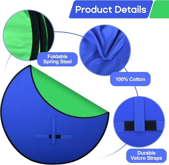 Portable Blue Green Screen Chair, 57 in Greenscreen Backdrop - Image 4