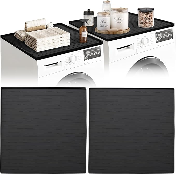 2 PC Washer and Dryer Topper Protector Mat 25"x25", Laundry Washing Machine Top by Unknown