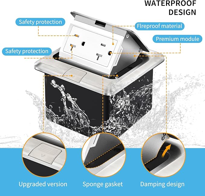 Vagueior Recessed Floor Electrical Outlet Kit, Waterproof Electrical Outlet - Image 3