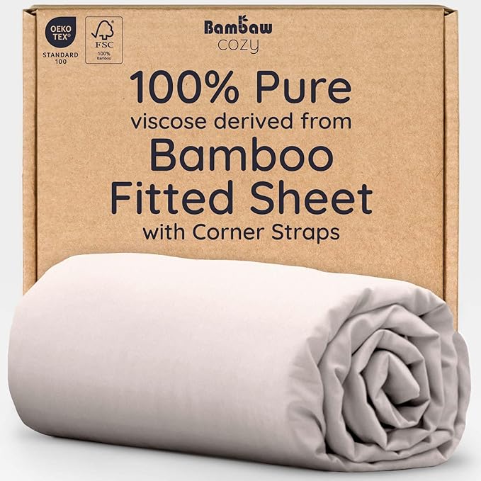 Bambaw 100% Viscose Derived from Bamboo Fitted Sheet Queen Size, Cooling Fitted by Bambaw