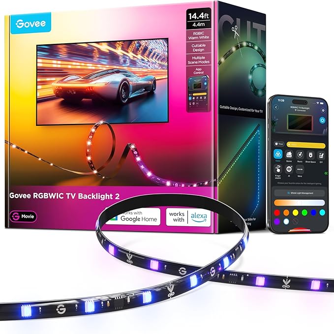 Govee TV LED Backlight 2, 14.4ft Cuttable TV Lights by Govee