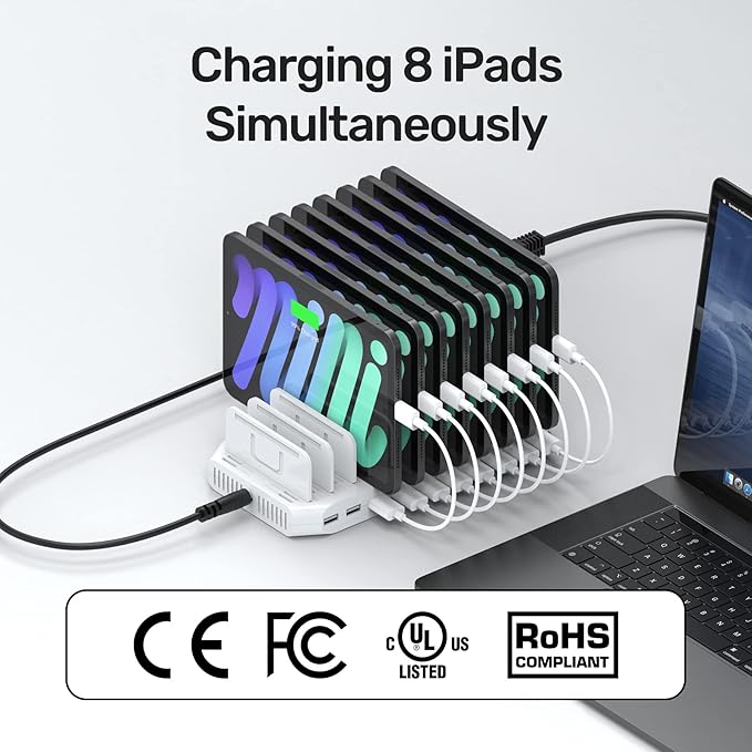 iPad Charging Station, Unitek 96W 10-Port USB Charging Dock Hub - Image 2