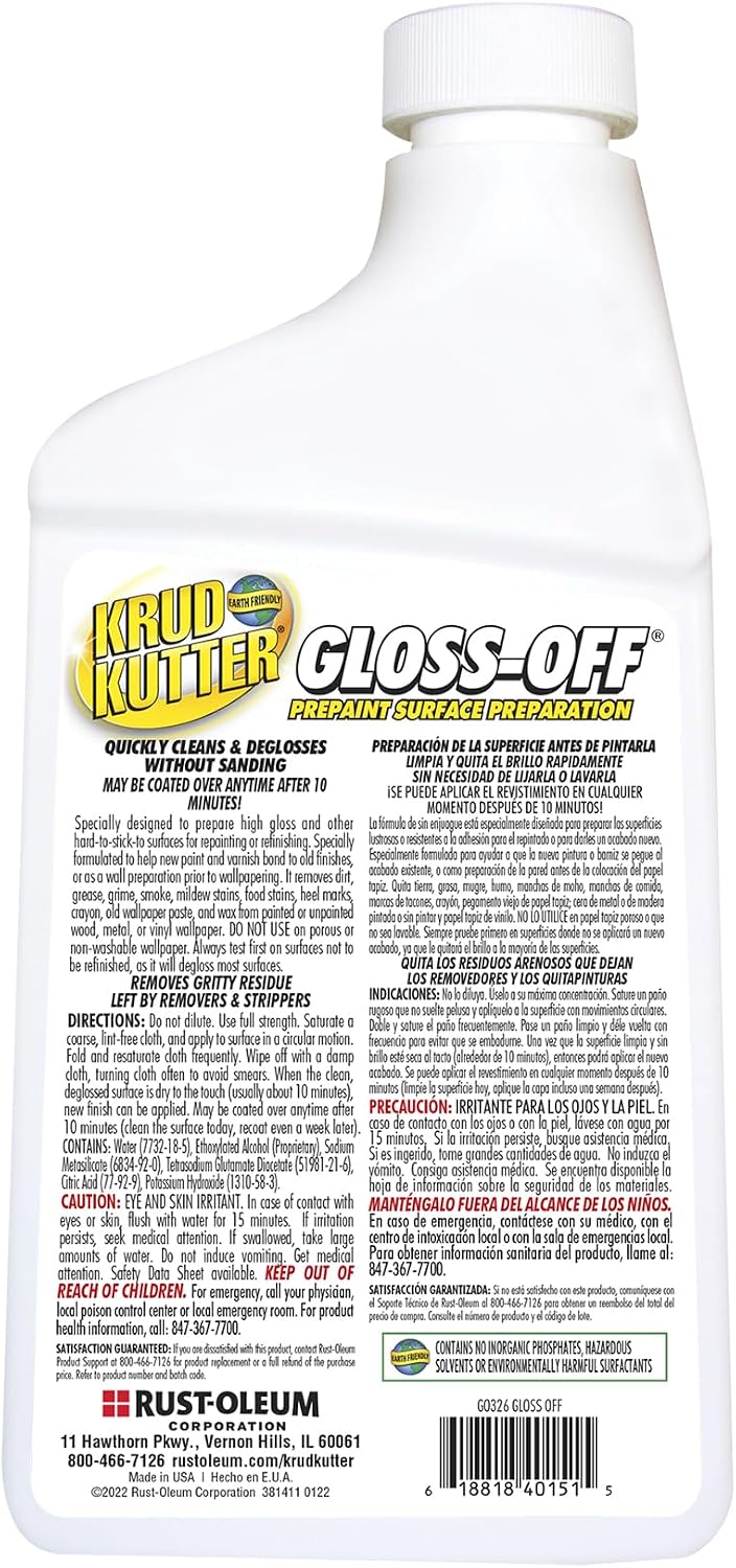 Krud Kutter GO326-6PK Gloss Off Prepaint Surface Preparation Cleaner, 32 oz, 6 Pack