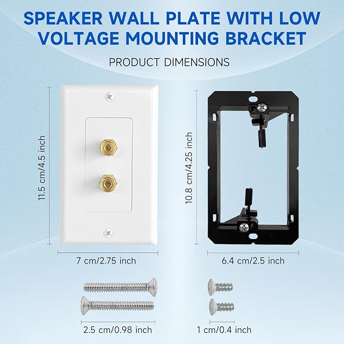4 Pack Speaker Wall Plate with Low Voltage Mounting Bracket - Image 5
