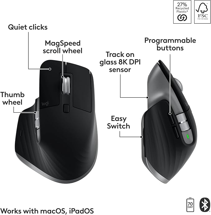 Logitech MX Keys S Combo for Mac, Wireless Keyboard and Mouse - Image 6
