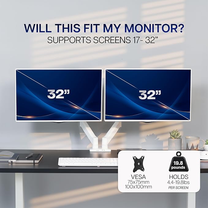 VIVO Dual Monitor up to 32 inches and 19.8 lbs per Screen, Mechanical Arm Desk - Image 6
