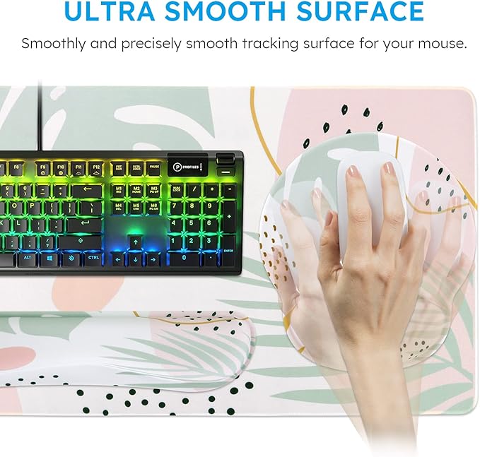 iCasso Desk Mat, Gaming Mouse Pad Wrist Support Set, 4in1 XXL Large Mousepad + - Image 4