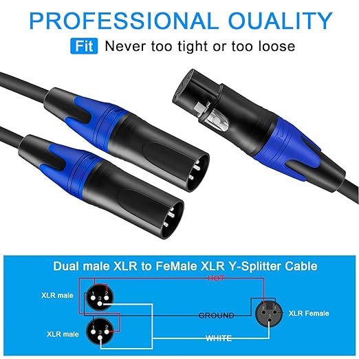 1 Male to 2 Female XLR Y Splitter Micrphone Cable, 3pin Male to Dual Female - Image 4
