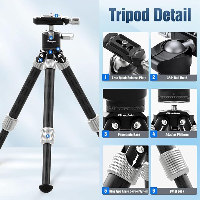 LEOFOTO Carbon Fiber Mini Table Tripod - Image 6