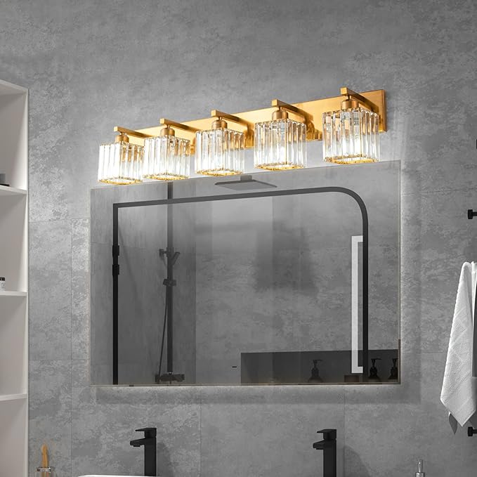FDPBY Modern 5-Light Gold Brushed Brass Finish Crystal Wall Light - Image 3