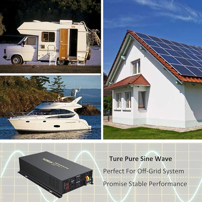 WZRELB 5000W 24VDC 120VAC Pure Sine Wave Power Inverter, 2 AC Outlets, Wired - Image 9
