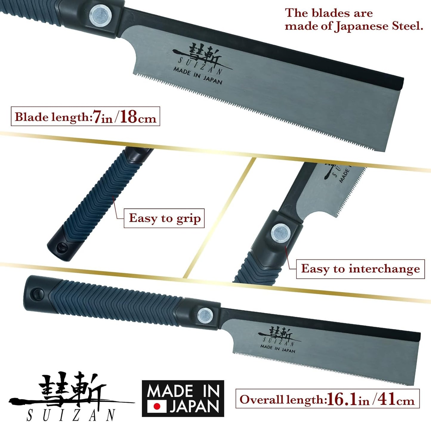 SUIZAN Dozuki Dovetail Saw 7" Rip Cross Cut - Japanese Pullsaw Hand Saws | Professional Pull Saw for Woodworking Joinery Tenon Furniture Making DIY Tools Fine Wood Cut Miter Sharp Replaceable Blade