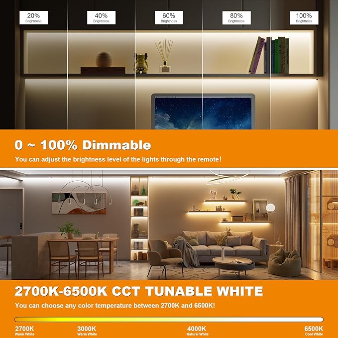 PAUTIX RF Remote Dimmer CCT Tunable COB LED Strip Lights, 17-Key Wireless - Image 4