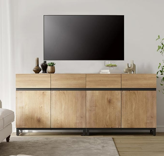 WAMPAT Modern TV Stand for TVs up to 70 inch, 2 in 1 Entertainment Center TV by WAMPAT