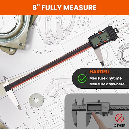 HARDELL Digital Caliper, 0-8 Inch Caliper Measuring Tool - Image 3