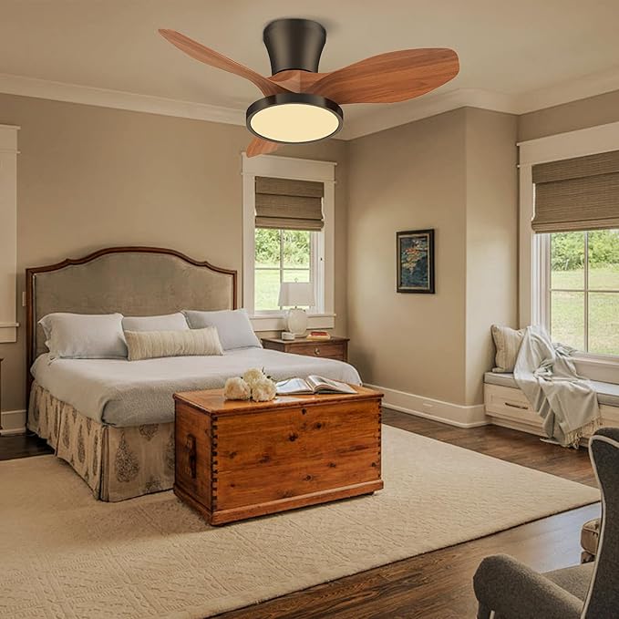 ocioc Quiet Ceiling Fan with LED Light DC motor 32 inch Large Air Volume Remote - Image 9