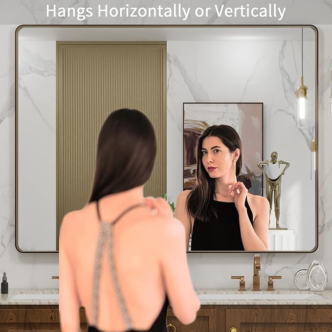 LOAAO 48”X36” Bronze Bathroom Mirrors - Image 2