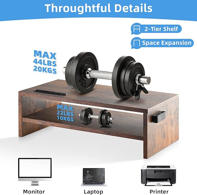 Marbrasse 16.5 Inch Monitor Stand, 2 Tier Computer Monitor Riser - Image 4