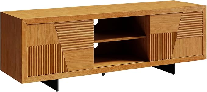 Bme Trapeze TV Stand for Living Room – Wooden Media Console - Image 3