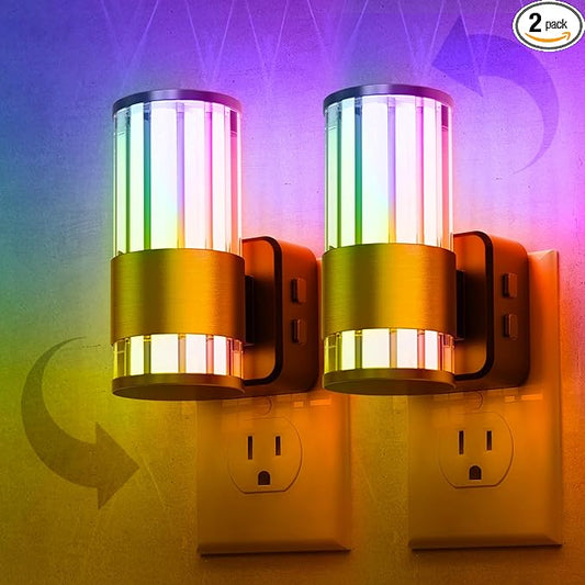 L LOHAS LED Night Light, Night Lights Plug into Wall, 2 Pack 10-Color RGB by LLOHASLED