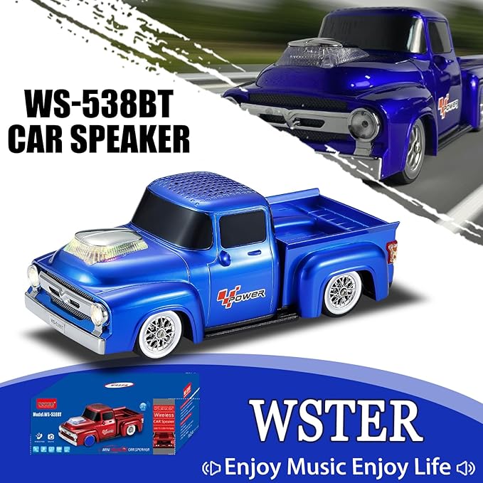 WSTER WS-538 Retro Pickup Truck Bluetooth Replica Speaker – Portable Wireless - Image 2