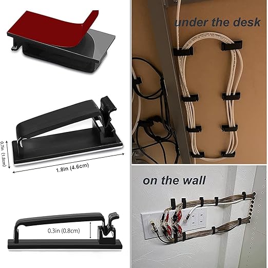SOULWIT 50Pcs Self Adhesive Cable Management Clips, Cable Organizers Wire Clips - Image 5