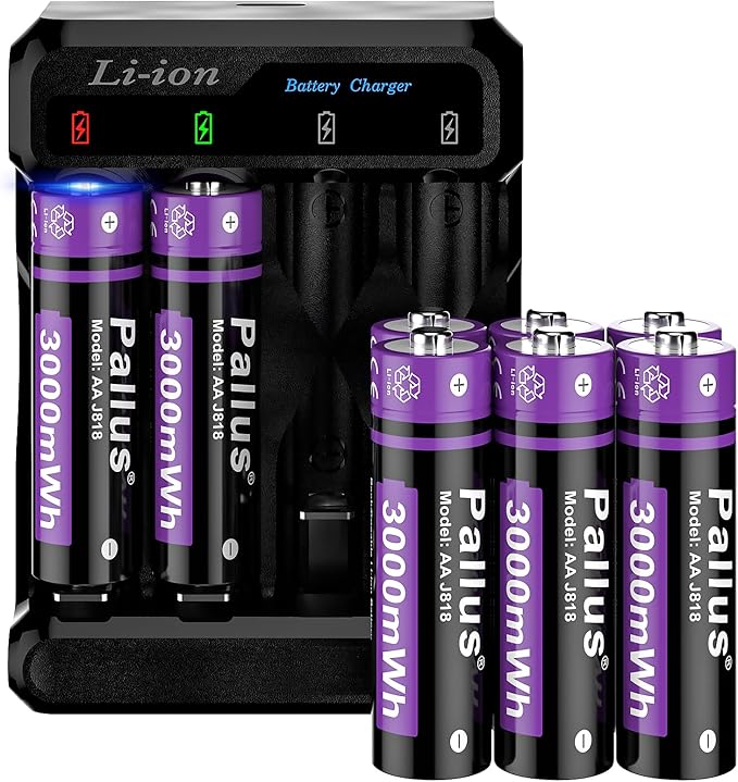 Pallus 1.5v Rechargeable Lithium AA Batteries by Pallus