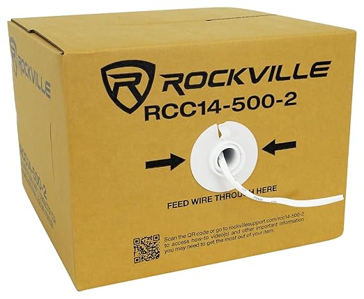 Rockville RCC14-500-2 14 AWG 500ft CCA Speaker Wire, CL2 Rated, in-Wall/Ceiling by Rockville