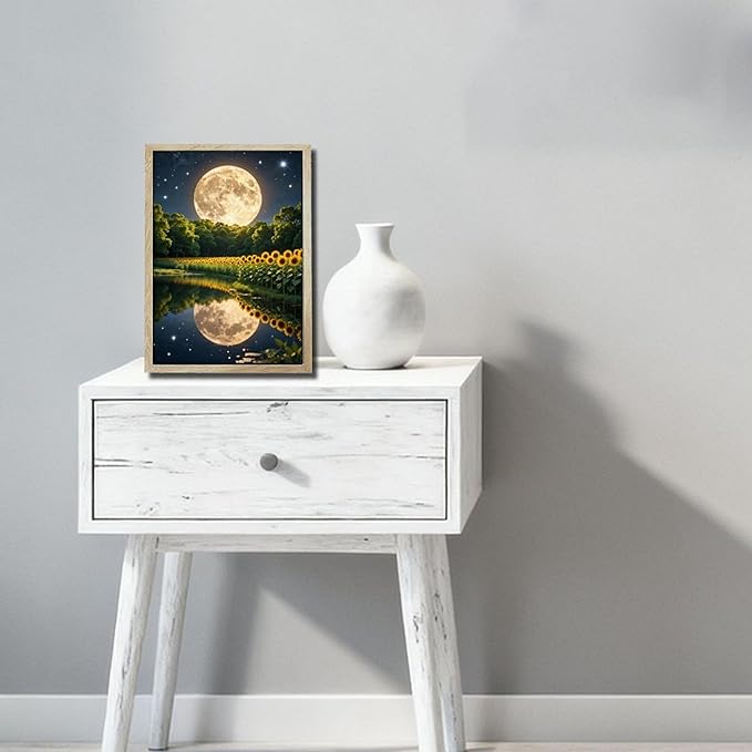 URVIP LED Glowing Photo Frame, 3D Starry-Sky Blue Moon Wall Art, 9x12 Inches - Image 5