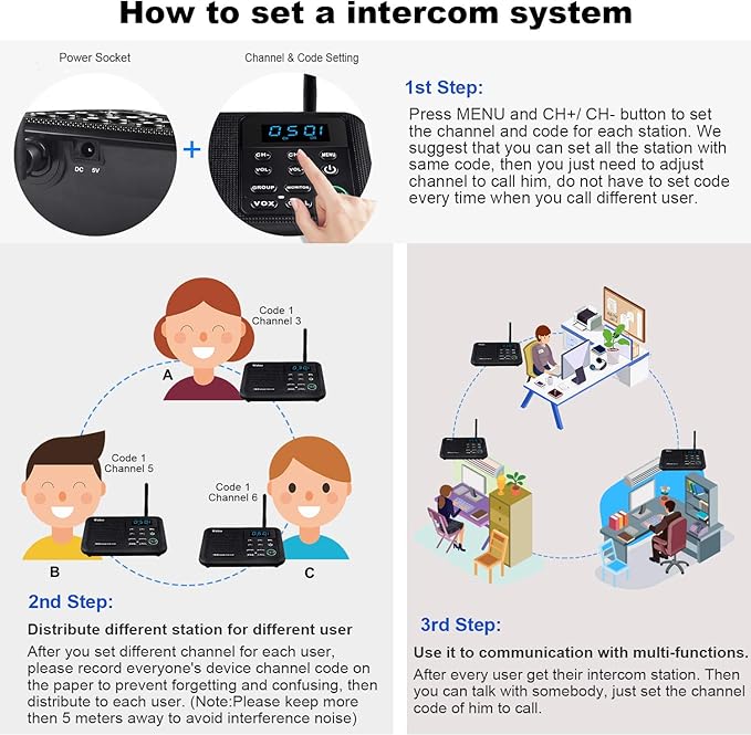 Expandable for Wuloo Intercoms Wireless for Home WL888, 1 Mile Range 22 Channel - Image 6