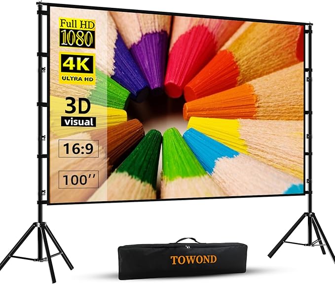 TOWOND Projector Screen and Stand, 100 inch Projection Screen Outdoor Indoor by TOWOND-JLFOfficial