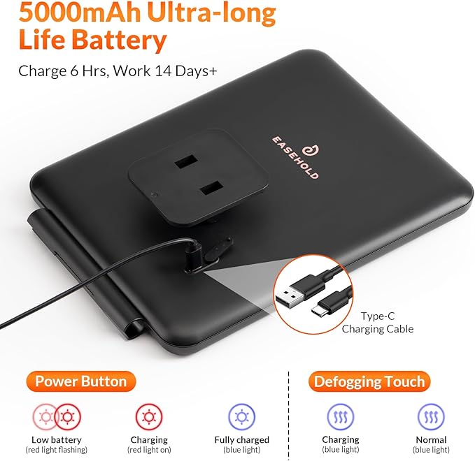 EASEHOLD Shower Mirror Fogless for Shaving, Heated LED Mirror - Image 4