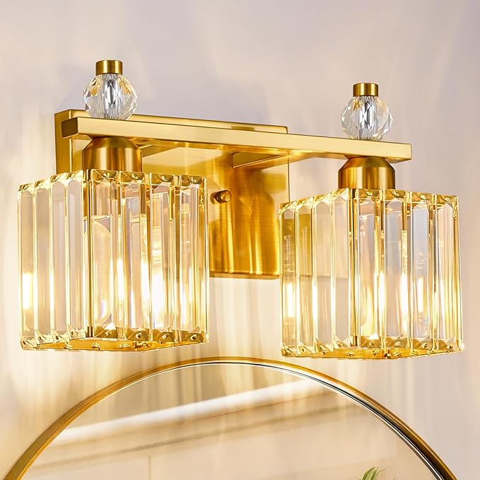 FDPBY Gold Bathroom Vanity Lights Crystal Vanity Light Bathroom Lighting by FDPBY