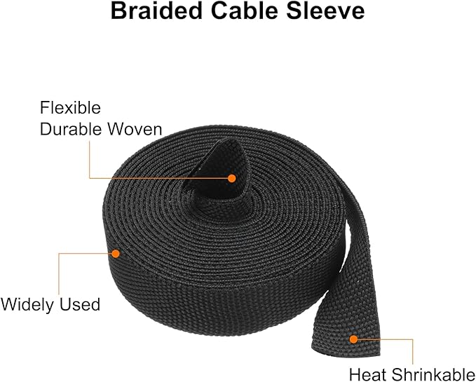 MECCANIXITY Braided Cable Sleeves Heat Shrinkable Fabric Sleeving, 3/8" 10ft - Image 4
