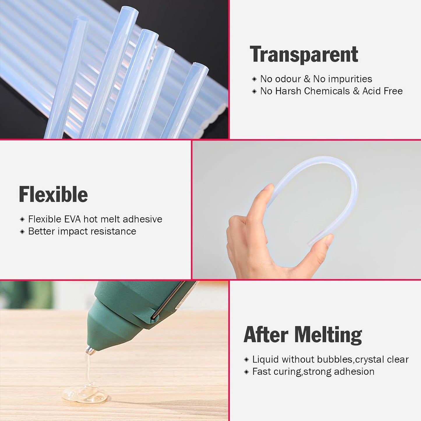 200 PCS Hot Mini Glue Sticks, 8" Long x 0.27" Diameter Glue Sticks for Glue Gun, Perfect Fit for Mini Glue Guns, Widely Used in Wood, Metal, Glass, Plastic, Floral, Fabric, and More