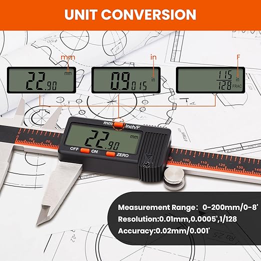 HARDELL Digital Caliper, 0-8 Inch Caliper Measuring Tool - Image 2