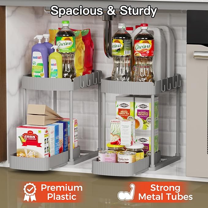 Ukeetap 2 Pack Multi-Purpose Pull-Out Storage Organizers, Under Sink Organizers - Image 3