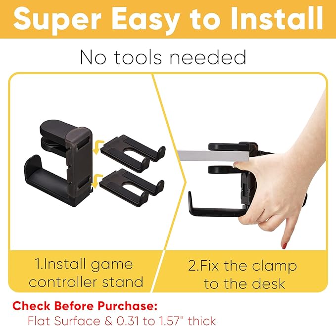 3 in 1 Under Desk Headphone Hanger - Image 6