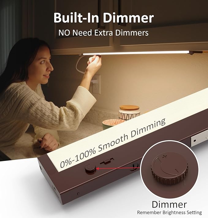 Leetdud Under Cabinet Lighting Plug in or Hardwired Built-in Dimmer, 12 Inch 6W - Image 2