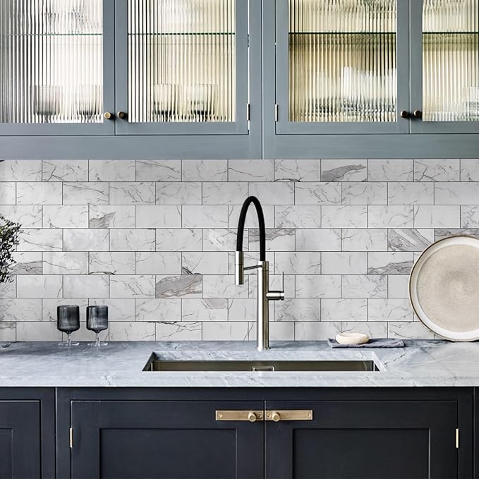 Vamos Tile 100-Piece Glossy Statury White Peel and Stick Backsplash Tile - Image 6