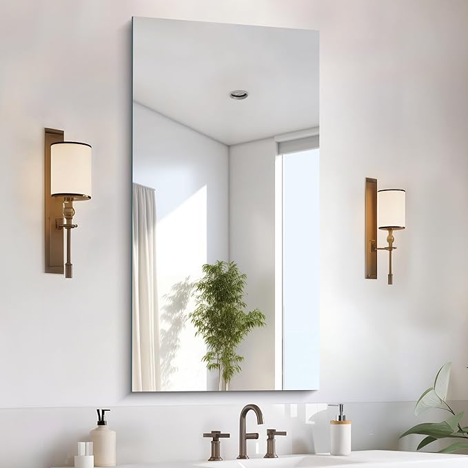 CILIBER Frameless Mirror, 24x48 Inch Large Bathroom Mirrors by CILIBER