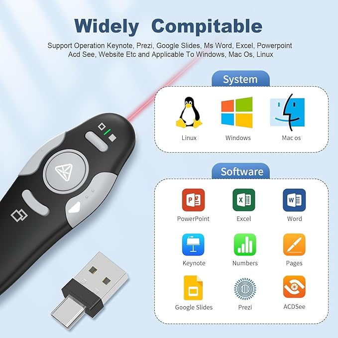 QUI Presentation Clicker Wireless Presenter Remote Clicker - Image 4