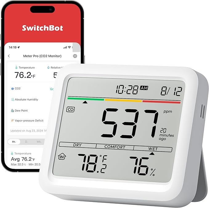SwitchBot CO2 Detector, Air Quality Monitor Indoor, CO2 Monitor by SwitchBot