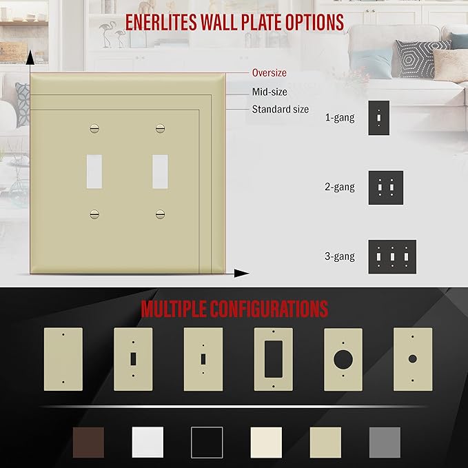 ENERLITES Double Toggle Switch Cover, Two Gang Light Switch Wall Plate - Image 4