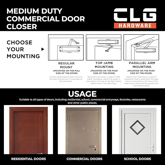 CLG HARDWARE DC6003 Medium Duty Commercial Door Closer - Image 2