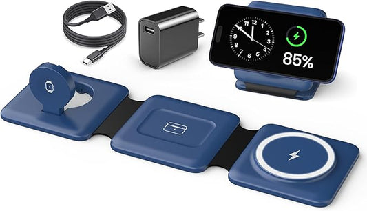 Iseyyox Charging Station for Apple Devices - 3 in 1 Magnetic Foldable Wireless by WirelessCharger