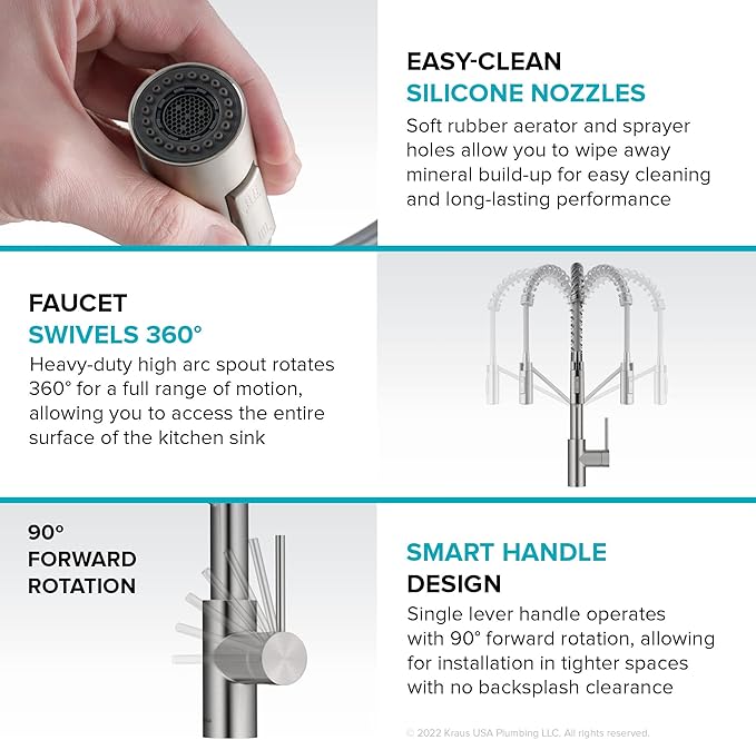 KRAUS Oletto Touchless Sensor Commercial Pull-Down Single Handle Kitchen Faucet - Image 12