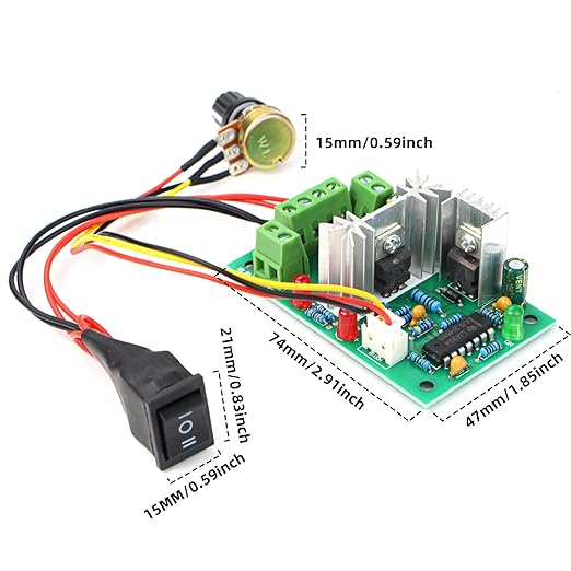 RioRand Upgraded Adjustable DC Motor Speed PWM Controller 10V 12V 24V 30V - Image 2