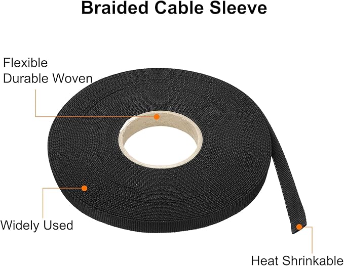 MECCANIXITY Braided Cable Sleeves Heat Shrinkable Fabric Sleeving, 5/16" 60ft - Image 4