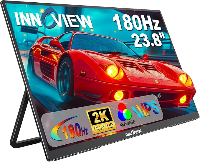 2K 180Hz Portable Gaming Monitor, 23.8" 2560x1440 QHD Fast IPS ∆E<2 100% sRGB by InnoView